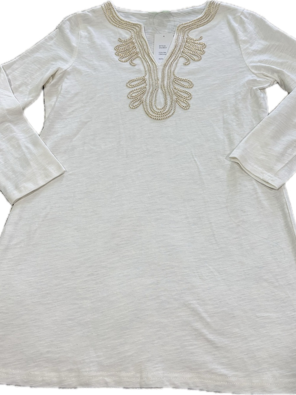 Jade by Melody Tam White Gold Embroidered Tunic Top — Size Small | NWT - Picture 4 of 4